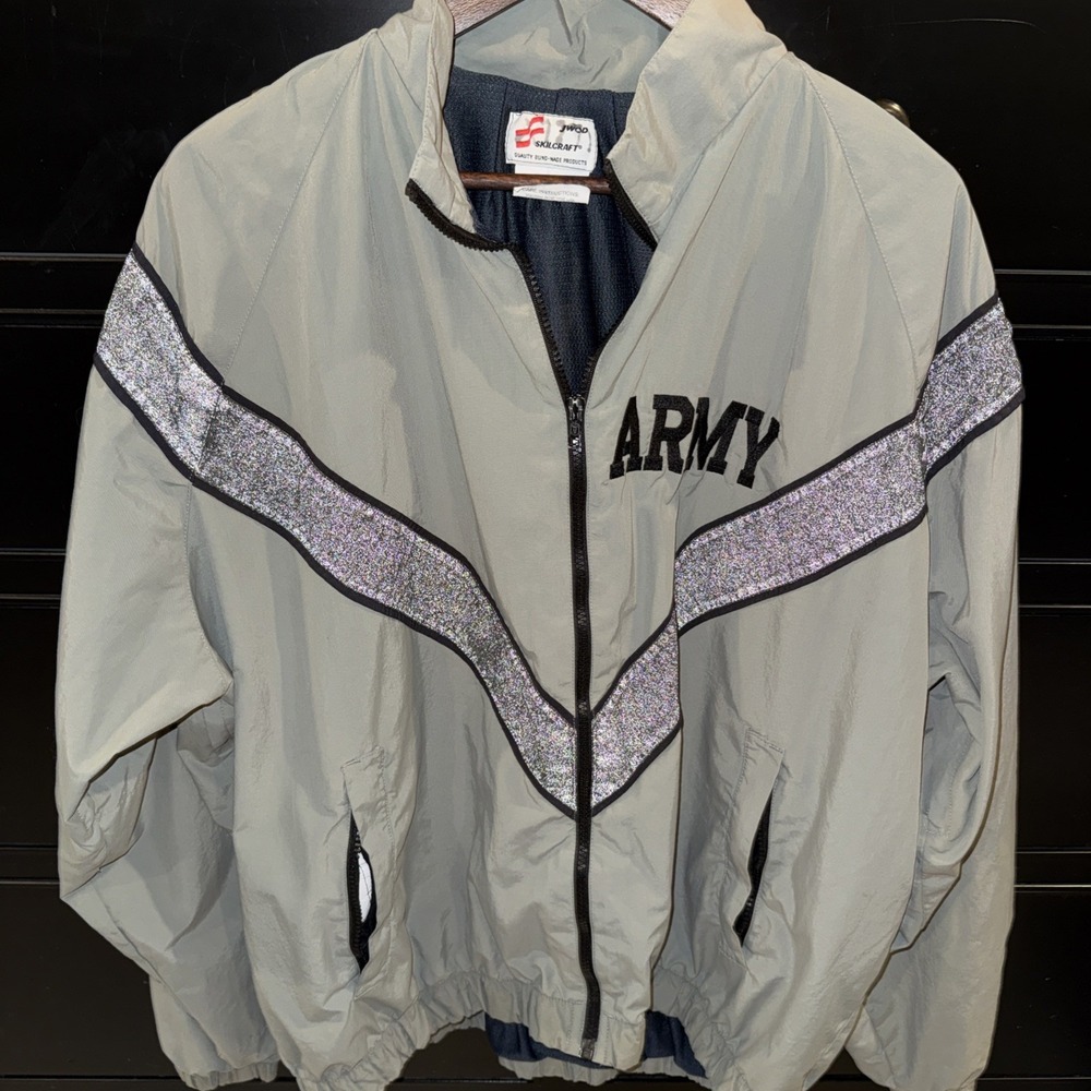 Vintage Skilcraft Army Grey PT Tracksuit‎ Military Training Jacket Large Regular
